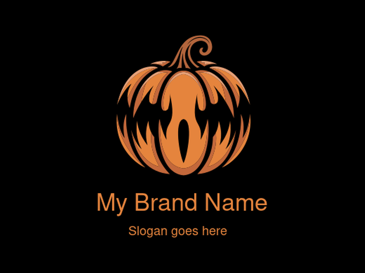 Elegant Pumpkin Logo with Flame-Like Patterns – Ideal for Organic Farms, Autumn Festivals, Food Brands, Halloween Events, and Craft Businesses